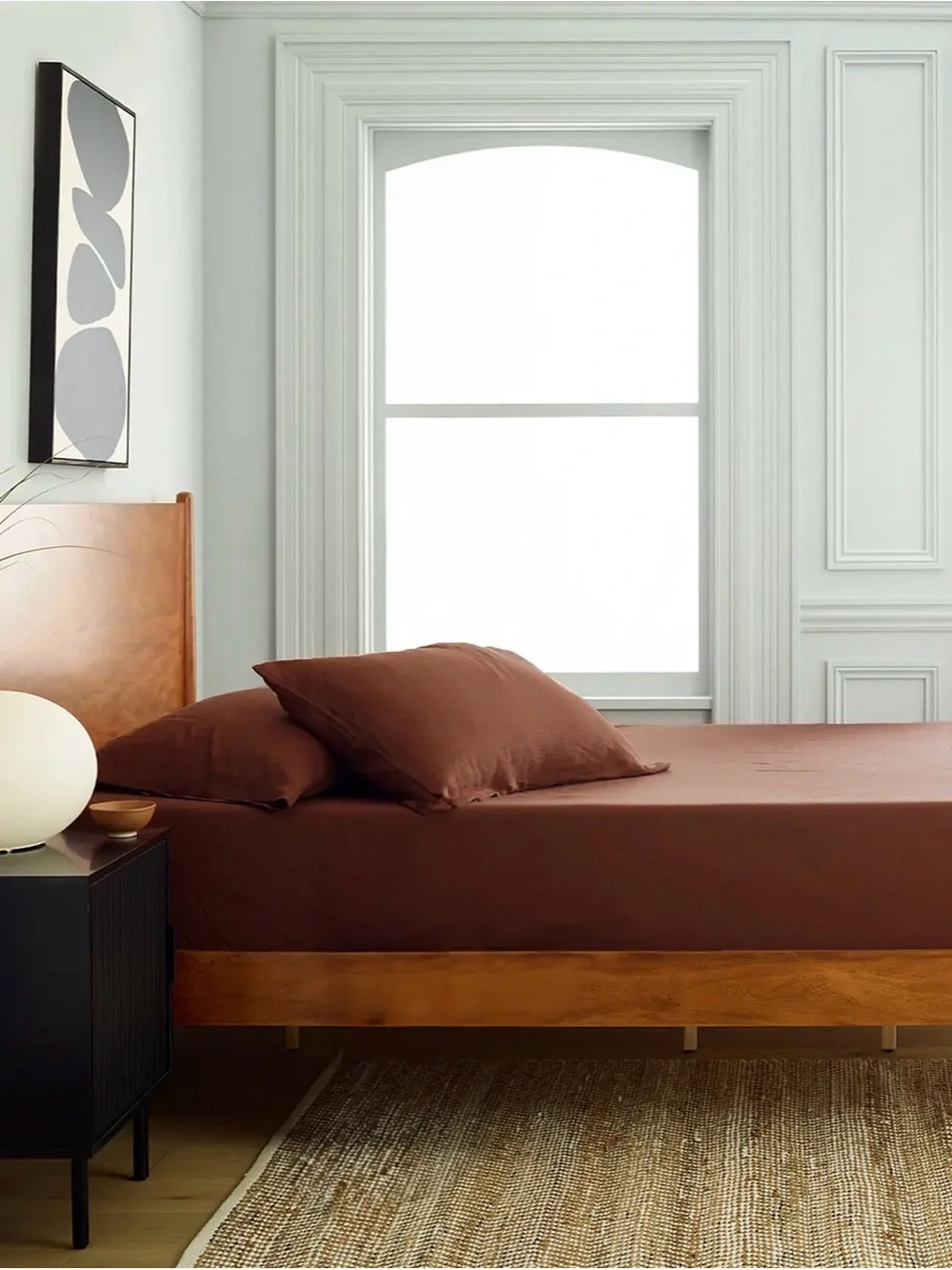 Quince Linen King Fitted Sheet & sham set — Bordeaux